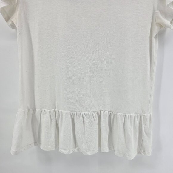 Caslon White Ruffle Hem T-Shirt – Size M – Short Sleeve Peplum Tee - Picture 4 of 6